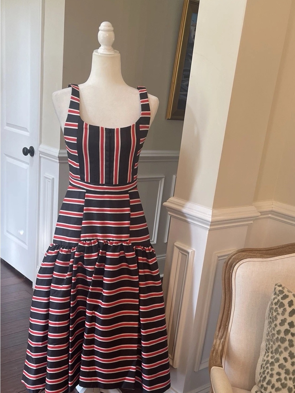 ALICE & OLIVIA DIANA TEAKWOOD STRIPE STRUCTURED MIDI DRESS NWT $660 Sz 4 - Picture 8 of 15